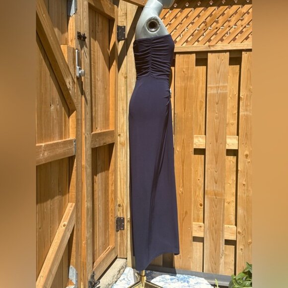 🆕 SIMKHAI 🧿 NWOT Emma Draped Jersey Bustier Midi Dress, Midnight Blue Sz US 4 - Picture 6 of 16